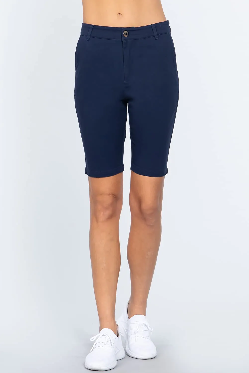 Women's Office Casual Side Pocket Bermuda Shorts Pants