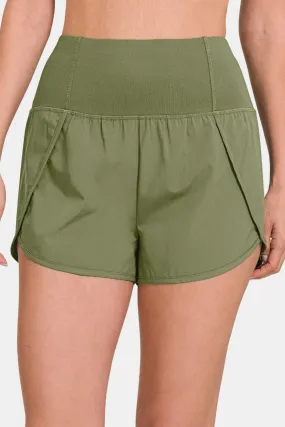 Women's Zenana High-Waisted Zippered Back Pocket Active Shorts