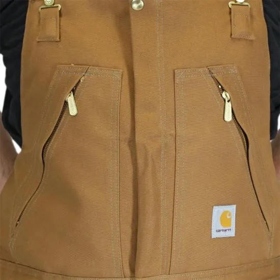 X-Carhartt R04 Duck Zip-Front Bib with Zipper to Hip - Quilt Lined